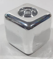 Cube Shape Chrome 3" Tall Ceramic Tea Light Candle Holder