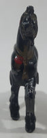 Vintage Japan Cast Iron Black Horse Miniature 2 1/4" Long Toy Figure Busted Mouth