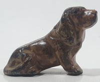 Vintage Brown Hound Dog Miniature 2 1/8" Long Ceramic Figurine