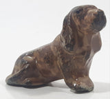 Vintage Brown Hound Dog Miniature 2 1/8" Long Ceramic Figurine