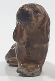 Vintage Brown Hound Dog Miniature 2 1/8" Long Ceramic Figurine