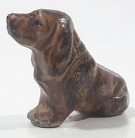 Vintage Brown Hound Dog Miniature 2 1/8" Long Ceramic Figurine