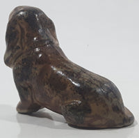 Vintage Brown Hound Dog Miniature 2 1/8" Long Ceramic Figurine