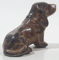 Vintage Brown Hound Dog Miniature 2 1/8" Long Ceramic Figurine