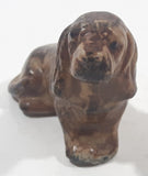 Vintage Brown Hound Dog Miniature 2 1/8" Long Ceramic Figurine