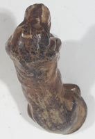 Vintage Brown Hound Dog Miniature 2 1/8" Long Ceramic Figurine