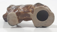 Vintage Brown Hound Dog Miniature 2 1/8" Long Ceramic Figurine