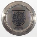 Vintage 1827-1977 Bremerhaven Germany 150 Jahre Anniversary Ship and Fish Themed 6" Diameter Silver Toned Metal Wall Hanging