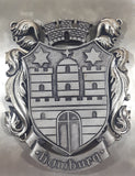 Vintage Hamburg Germany City Crest Coat of Arms 5 3/4" x 7 3/8" Metal Wall Plaque Hanging