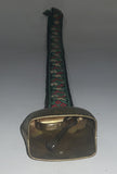 Vintage Austria Hand Painted Brass Cowbell With Flower Embroidered Ribbon