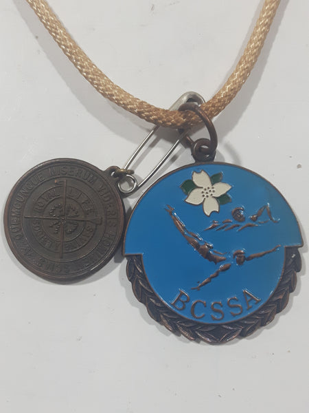 Vintage B.C.S.S.A. Enamel Swimming Medal Award with Royal Life Saving Society Medal Award