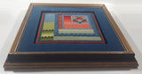 Vintage 15 1/2" x 15 1/2" Framed Cross Stitch Quilt Patterns Picture