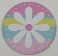 White Flower with Pink Blue Yellow Background 3" Fridge Magnet