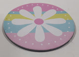White Flower with Pink Blue Yellow Background 3" Fridge Magnet