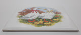 Vintage White Goose Birds and Baby Chicks Themed 6" x 6" Ceramic Tile Trivet