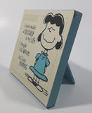 2010 Hallmark Peanuts Lucy Van Pelt "I never made a MISTAKE in My Life. I thought I did ONCE, but I was WRONG." 4 1/2" x 5 1/8" Wood Plaque