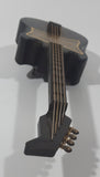 Vintage Dark Brown 4 String Guitar 9 3/4" Long Wind Up Musical Box Ornament Made in Hong Kong
