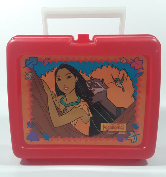 Vintage Thermos Brand Disney Pocahontas Red Plastic Lunch Box