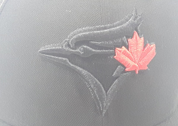 New Era Toronto Blue Jays 59FIFTY Black on Black Red Leaf- Fitted