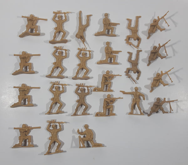Set of 23 Tan Brown Army Military Soldiers 2" Tall Plastic Toy Figures
