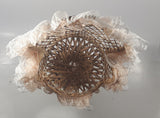 Vintage Wicker Rattan Fan Back Peacock Style 16 1/4" Doll Chair with Lace Trim