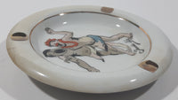 Vintage Trader Vic Drunken Men Embracing White 5" Ceramic Ash Tray with Gold Trim