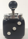 Vintage Black Dice Shaped 5 1/4" Tall Ceramic and Metal Ash Tray