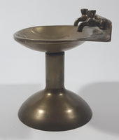 Vintage Pedestal Sink Shaped 4 3/8" Tall Brass Metal Soap Dish