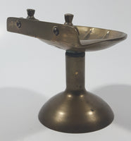 Vintage Pedestal Sink Shaped 4 3/8" Tall Brass Metal Soap Dish
