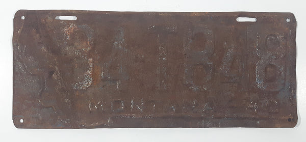 Antique 1940 Montana Metal Vehicle License Plate Tag 34 T848