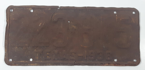Antique 1938 Texas Metal Vehicle License Plate Tag 223 815