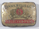Rare Antique 1940s Hinks Wells & Co's Selected Pens Birmingham England Small Tin Metal Container EMPTY