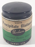 Rare Antique Barham White Precipitate Ointment 2" Tall Brown Glass Jar with Metal Lid