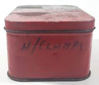 Antique Marketed By Walben Replacement Parts For English, American And Continental Vehicles Red and Black Hinged Tin Metal Container Made In England