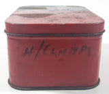 Antique Marketed By Walben Replacement Parts For English, American And Continental Vehicles Red and Black Hinged Tin Metal Container Made In England