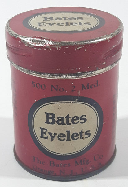 Antique Bates Eyelets 500 No. 2 Med. Small Red 2 3/8" Tall Tin Metal Can