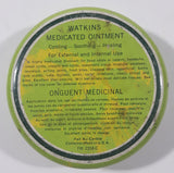 Vintage Watkins Medicated Ointment Onguent Medicinal Green 3 1/2" Tall Metal Can