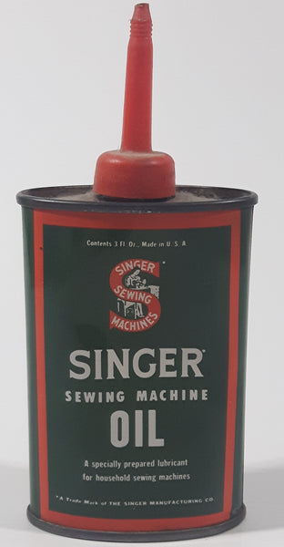 Vintage Singer Sewing Machine Oil 3 FL OZS. Tin Metal Can Handy Oiler