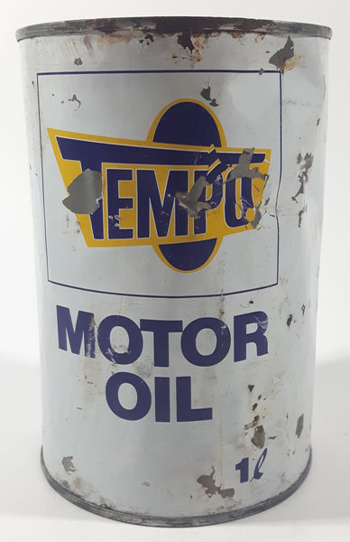 Rare Vintage Tempo Motor Oil Heavy Duty 10W 5 3/4" Tall Metal Can