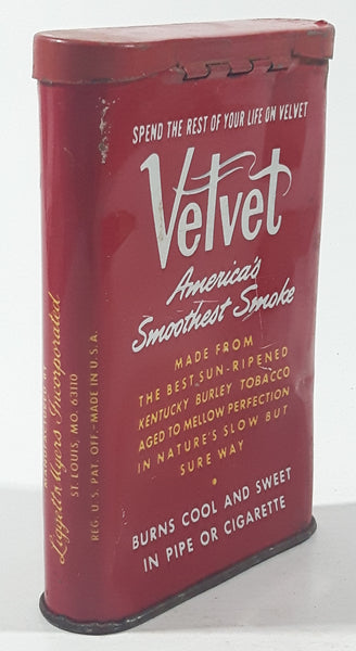 velvet pipe and cigarette tobacco VINTAGE "VELVET" & RED POCKET TIN by PINKERTON TOBACCO CO Lot - Velvet Pipe and