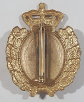 Vintage Denmark Danish Police Officer Gold Tone Metal Hat Cap Badge Pin