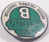 Vintage 1970 British Columbia Class B Chauffeur License Badge Pin 28065