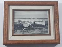 Vintage 1940s Canadian Pacific 274 CF-CPX Douglas C-47 Skytrain (DC-3) with Northwest Industries Ltd In The Background 4 1/2" x 6 1/2" Wood Framed Black and White Photograph Picture