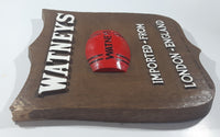 Vintage Watney's Beer Imported From London England Faux Wood Crest Shaped 11 3/4" x 13 3/4" Fiber Glass 3D Sign