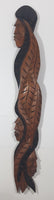 "Chief And Young Brothers" Aboriginal Native Heads 25 3/4" Tall Carved Wood Wall Hanging