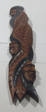 "Chief And Young Brothers" Aboriginal Native Heads 25 3/4" Tall Carved Wood Wall Hanging