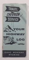 Vintage 1961 Chevron Travel Service Your Highway Log Idaho Montana Wyoming 4" x 9" Paper Tourism Advertising Brochure