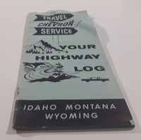 Vintage 1961 Chevron Travel Service Your Highway Log Idaho Montana Wyoming 4" x 9" Paper Tourism Advertising Brochure