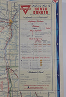 Vintage 1940s Travel with Conoco North Dakota South Dakota Road Map 18" x 26 1/4"