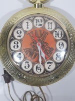 Vintage Spartan "Have Another" Pocket Watch Style Backwards Numbers Hands Move in Reverse 7 1/2" x 9 1/2" Electric Novelty Wall Clock
